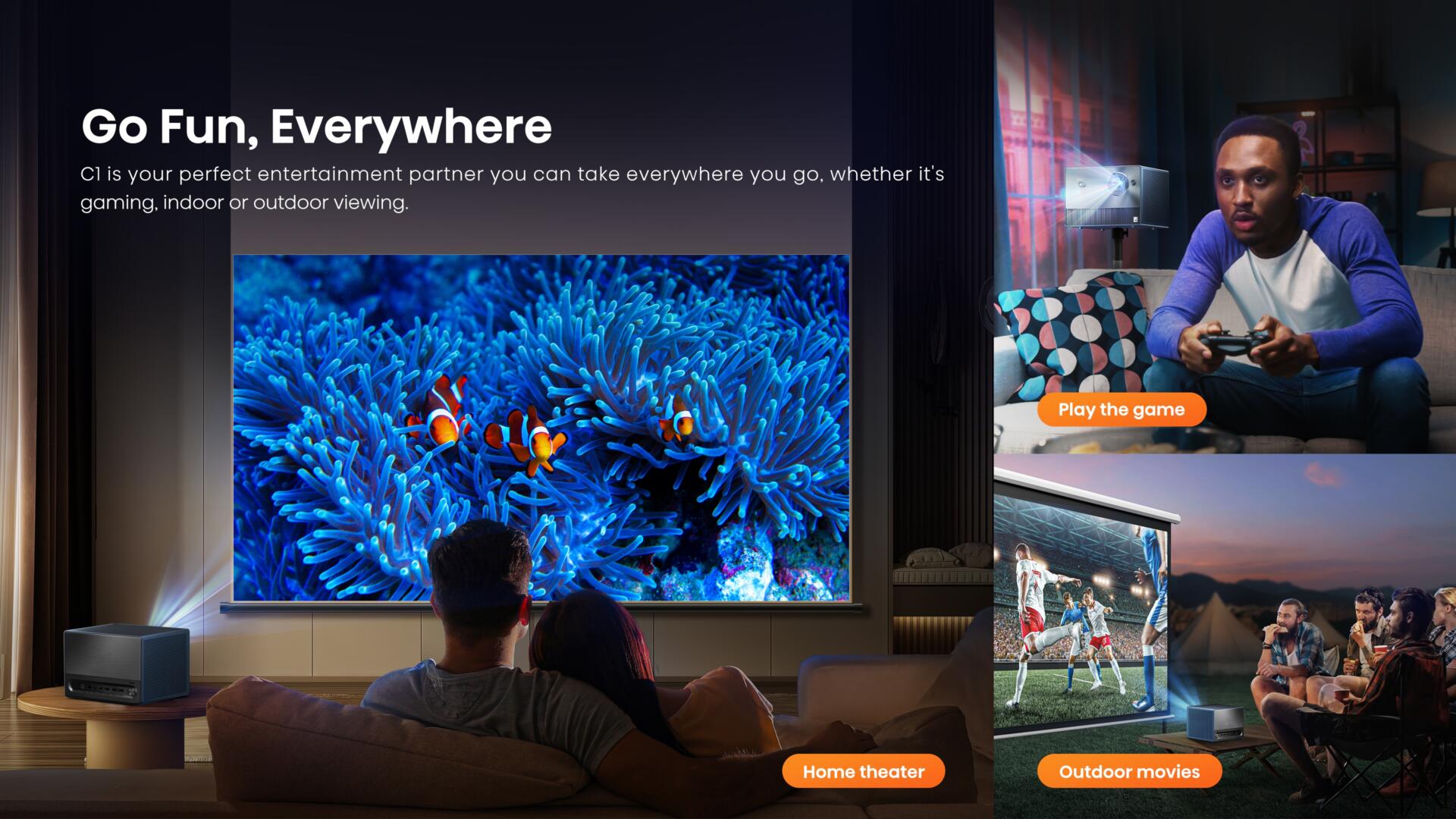 Hisense C1 65”-300” Trichroma 4K Laser Mini Projector